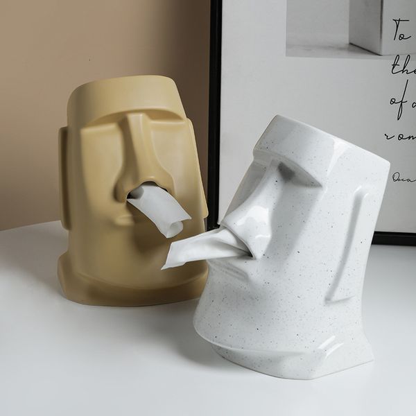 

Stone Statue Tissue Box Decoration Living Room Dining Table Coffee Home Creative Ceramic Storage Containers Jar, Paper box