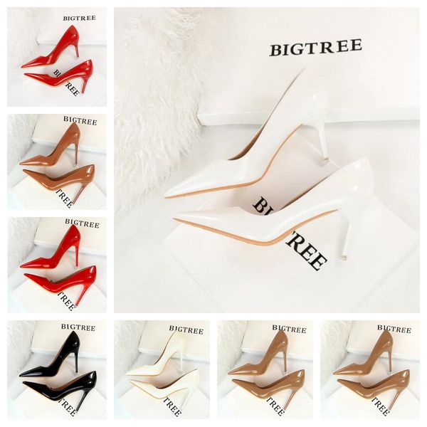 

White Wedding Shoes Thick Heel Bridal Shoes Rhinestone Pointed Toe Mid-heel Large Size 41-43 Dress Shoes for Wedding Women Pumps, Mahogany