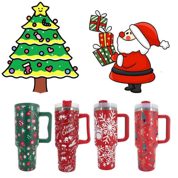 

Xmas 40Oz Christmas Insulated Cups Tumblers Stainless Steel Car Coffee Mugs, White