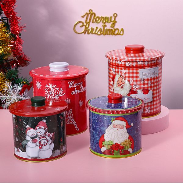 

Christmas exquisite pattern two-piece set storage Jar household sundries collection sealed can gift candy packaging box, Iron art storage jar