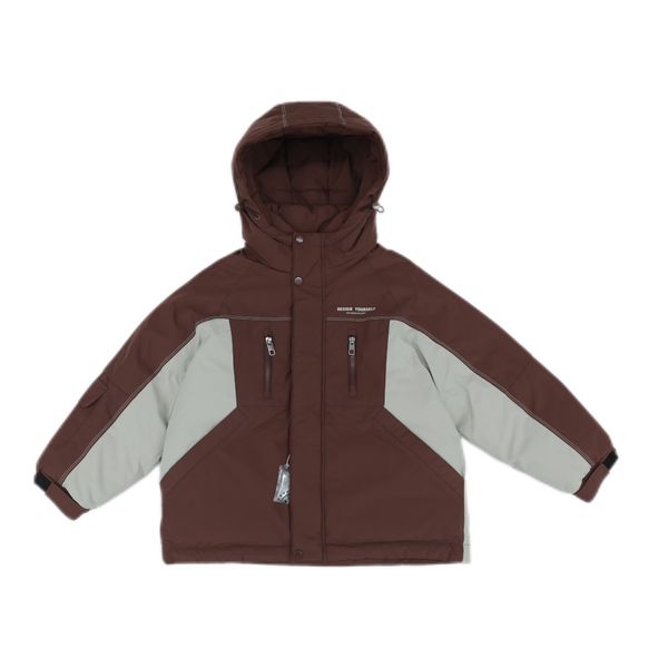 

Men's Custom Casual Style White Duck Coat Long Warm Hood Breathable Design Waterproof Logo Button Zipper Woven Winter Jacket, Brown