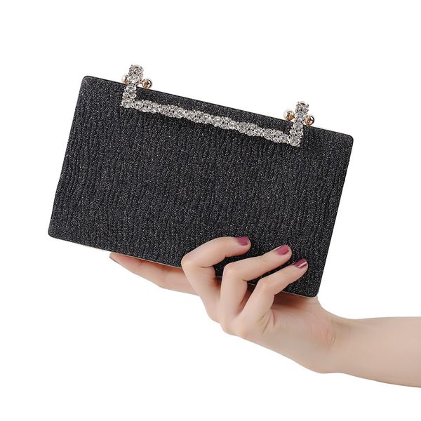 

Champagne dinner Bag Pleated Diamond Sparkly dress Clutch Bag Black Dinner bag