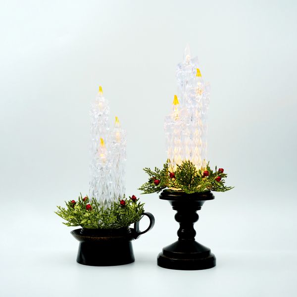 

Christmas gift crystal tube candles with warm white flower lights can be timed decoration