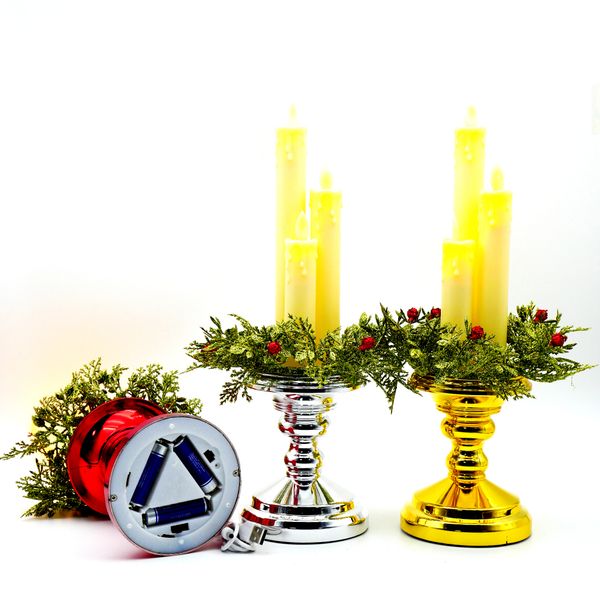 

Christmas gift three tube type flame swinging candle LED luminous decoration