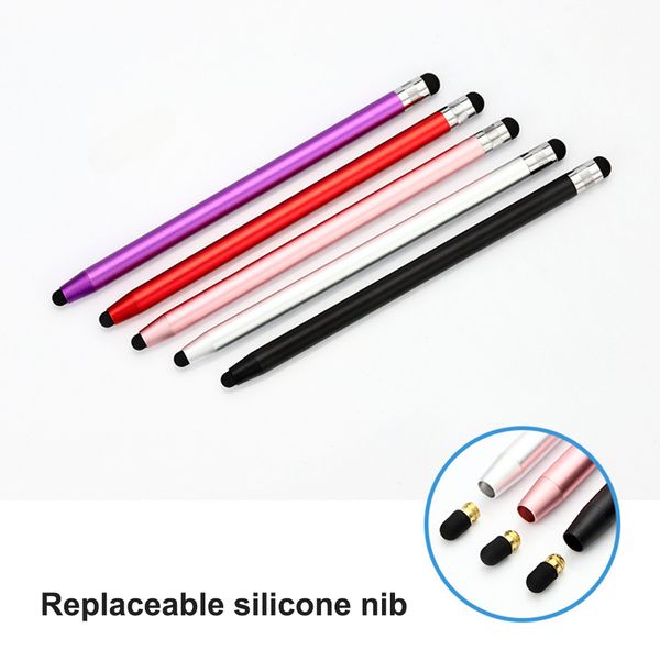 2 in 1 Universal Stylus Pen Double Dual Silicon Head High Sensitivity Touch Capacitive Screen Stylus Pencil For Ipad Android Samsung Tablets Smartphone 14cm