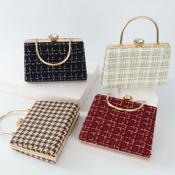 

New winter small fragrance dinner bag senior sense fashion all-match woolen handbag banquet bag woman, Red
