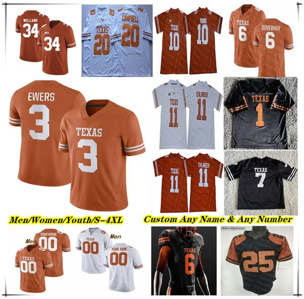 

Longhorns College Football Jersey Quinn Ewers Arch Manning Jerrick Gibson Jaydon Blue Ryan Wingo Isaiah Bond Gunnar Helm Anthony Hill Jr Jahdae Barron Ricky William, Men retro black style1