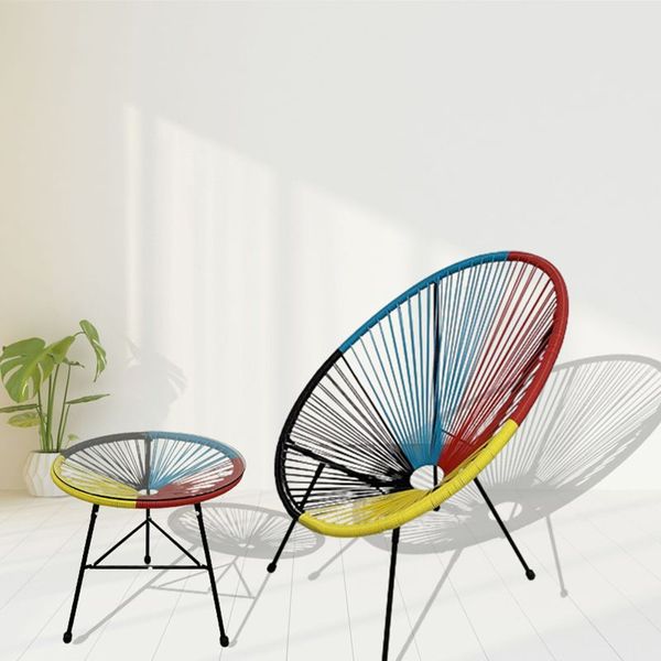 

Metal and Woven Rattan Bistro Set - Ideal for Villas and Balconies (Includes 2 Chairs)