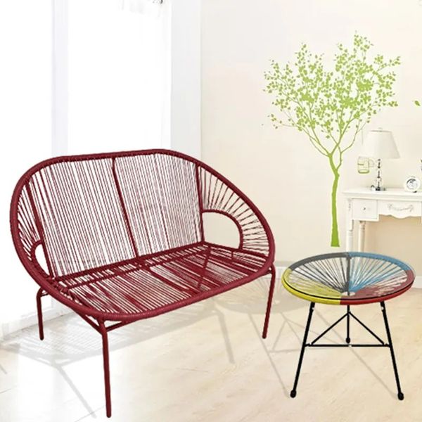 

Elegant Metal-Frame Rattan Bistro Set - Perfect for Outdoor Dining and Relaxation (Set of 2)