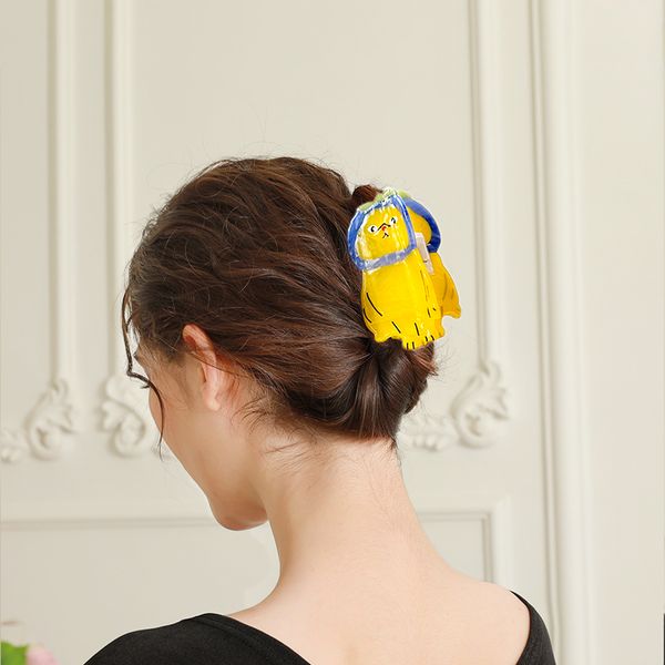 

Hair accessories new hooded yellow cat handmade patchwork acetic acid scratch clip back of the head shark clip hair accessories wholesale
