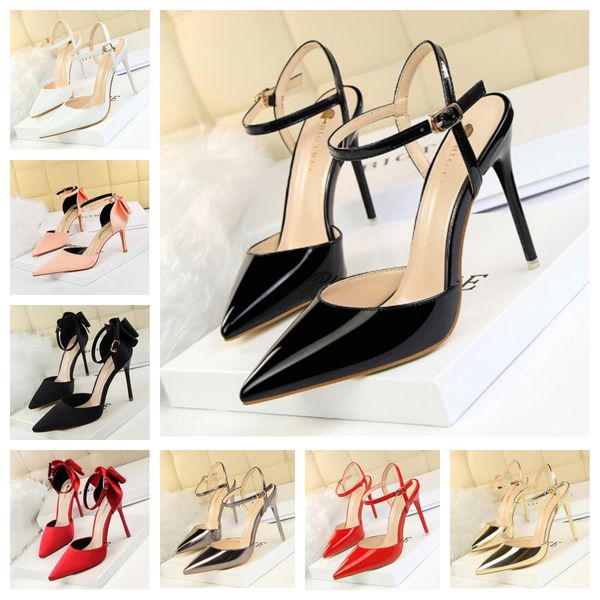 

Brands slingbacks high heels loafers Sandals Ballet Leather Shoes 7.5CM stiletto Nude Black Red Pumps Gladiator Walking pumps paty Dress Shoes, White