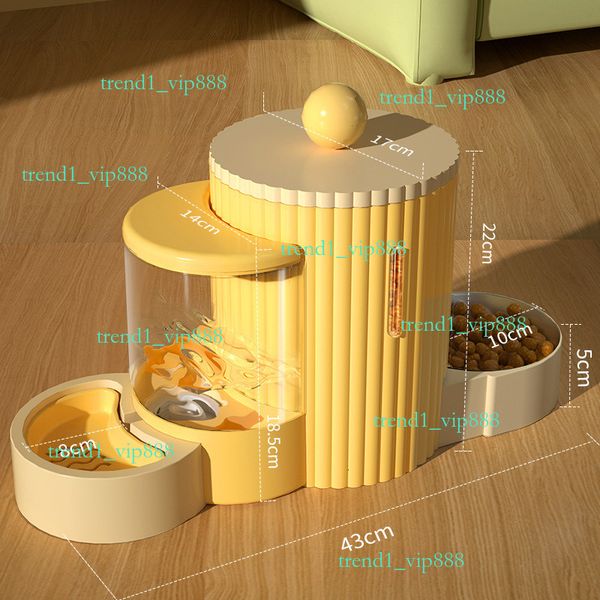 

Dog Automatic Feeder pet automatic dispenser Cat Food Double Drinking Bowl Integrated Source water fed, Brown