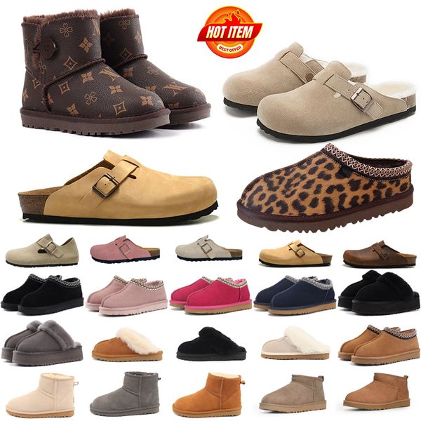 

Womens Tazz Slippers clogs Fur Slides Classic Ultra Mini Platform Boot Mustard Seed Sand Slip-on Suede Wool Comfort Winter Designer 35-45, # 6