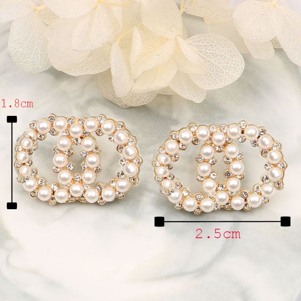 

Mixed Minimalist 18K Gold-plated 925 Silver Designer Letter Geometric Famous Women's Round Crystal Rhinestone Pearl Earrings Wedding Party Jewerlry