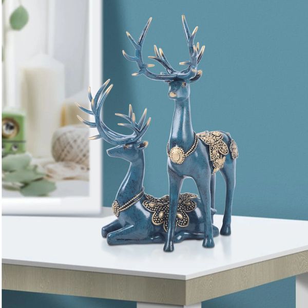 

Reindeer Statue Resin Deer Figurine Sculpture Ornament Office Art Decoration