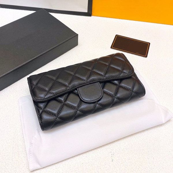 

Designer CC Wallets cowhide Leather Sheepskin Wallet Classic coin purse Handbags Classic Clutch Bags Luxurys Purse Card Women Ccredit card slot Fortune bag 19cm, Black