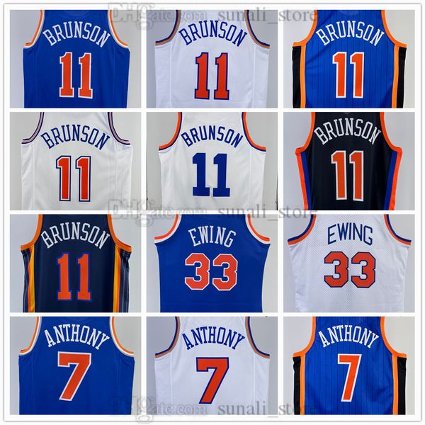 2024/25 Basketball Jerseys Jalen 11 Brunson Carmelo 7 Anthony Patrick 33 Ewing Sports Shirts Blue White Navy Men Women Youth