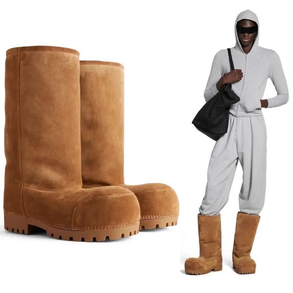 Womens Designer mens shoe suede alaska Fur booties thigh high wool Boots Winter Snow Fluffy Furry Rubber wedge ankle Mini boot Platform Casual shoes