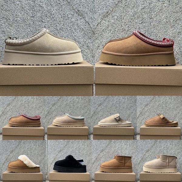 

Tazz Slippers Disquette Scuffette Sliders Sandals Women Men Chestnut Genuine wool, Grey