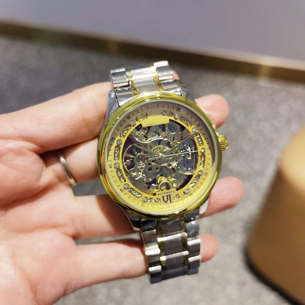 

waterproof mens watch Designer man mechanical automatic movement watches All Stainless Steel band wristwatches for men christmas birthday prsent, Gold