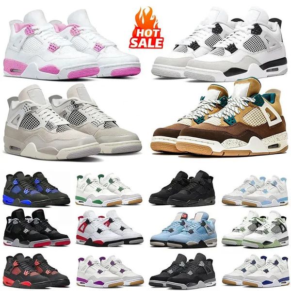 

Black Cat 4s Basketball Shoes Jumpman 4 Bred White Thunder Meduim Olive Military Black Cat Vivid Sulfur Pink Thunder Blue Thunder Cool Grey Frozen Moments Sneakers, #18