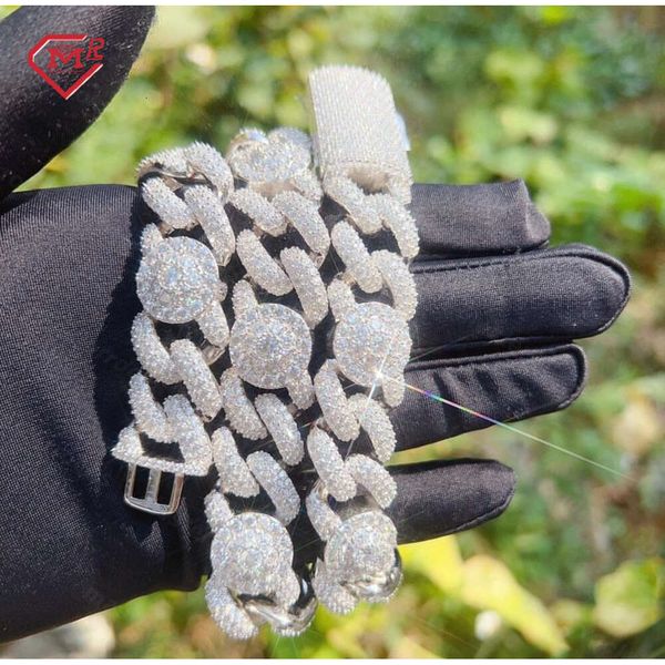 

Custom 18mm Necklace Fully Iced Out Vvs Moissanite Diamond Hip Hop Sterling Sier Miami Cuban Link Chain