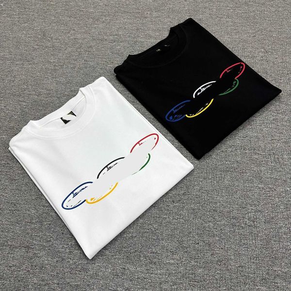 

Luxurious Summer Cotton T Shirts For Men Clothes Devi1 1sland Colorful Five Rings Shirt Ship Print Short Sleeved Versatile Women Lovers White Black T-shirt, 3152 white