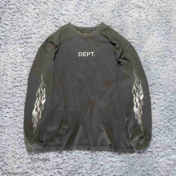 

Men' Hoodies Sweatshirts Same Galleryes Dept t Shirts Rapper Mens Designer Letter Flame Print High Street Women' Long Sleeve T-shirtt32d, Dark brown