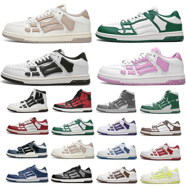 

Designer Amires Bone Casual Shoes Men Women Skel Top Low Genuine Leather Sneaker Falt Fashion Sneakers white grey green black orange red blue yellow Trainers Trainer, Color #7