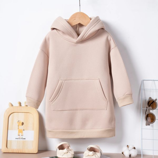 

Autumn Girls Clothing Y Solid Drawn Hoodie Warm Loose Sleeved Wool Long Sweatshirt 1979, Brown
