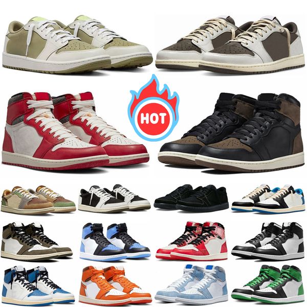 

jumpman 1s low basketball shoes 1 lows sneakers Reverse Mocha Olive Black Phantom Bred Toe Panda UNC Wolf Grey True Blue men women outdoor sports shoes 36-47