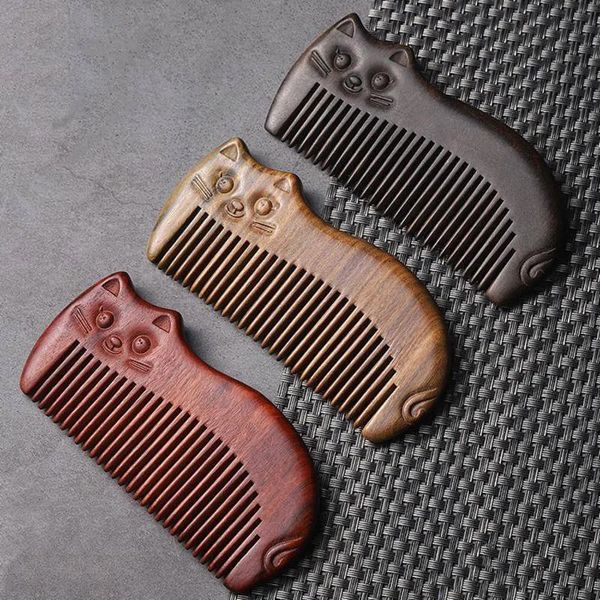 

Portable Sandalwood Hair Fine Tooth Anti-Static Detangg Handmade Natural Wooden Massage Comb for Women Men 240102