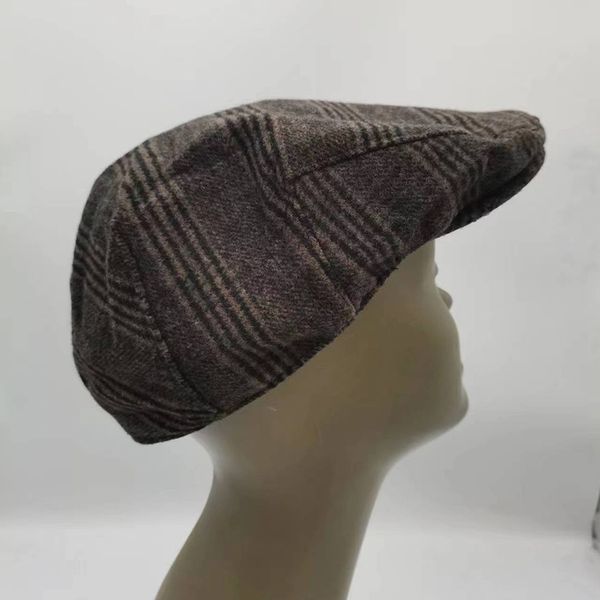 

autumn/Winter Men's Retro Versatile Checkered Duck Tongue Hat, Khaki