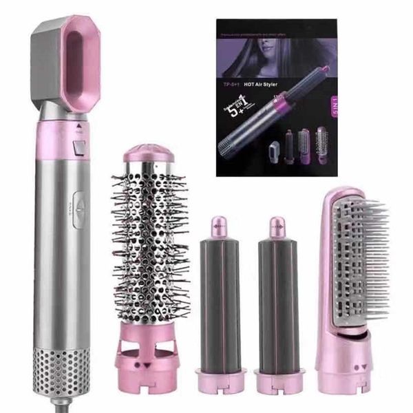 

Electric Hair Dryer 5-in-1 Heated Comb Automatic Curling Iron Professional Rod Home Hot Air Brush Styling Toolkit Automatic Suction Hair Styling Comb, White