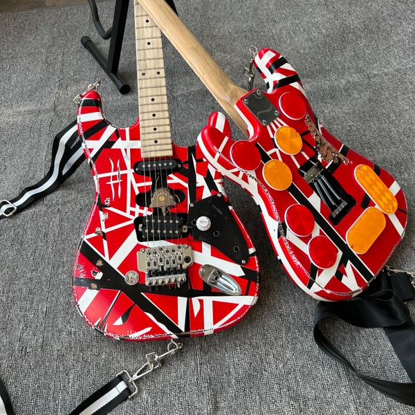 

STCK relics 82 version Eddie Van Halen Fran-ken Electric Guitar /White black Stripe/ Heavy Aged/Free shipping