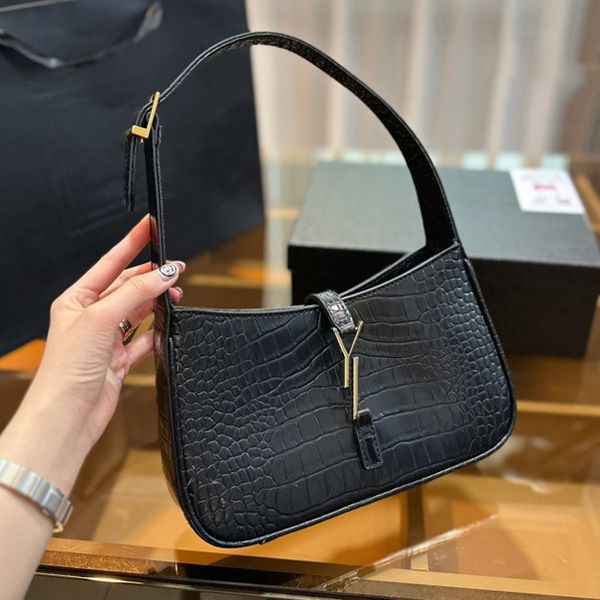 

Luxury Designer crossbody bag YS-Loulou-shaped stitched leather women Metal chain shoulder purse Handbag Black calfskin classic crocodile fashion bag 0001, #7