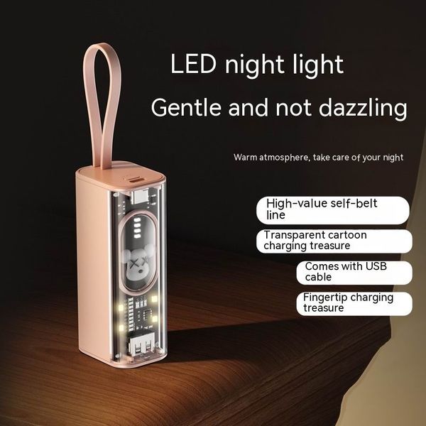 Transparent Mecha Capsule Fast Bank Compact Mini Cartoon Tail Plug Comes with Cord 5000 mAh Mobile Power Supply