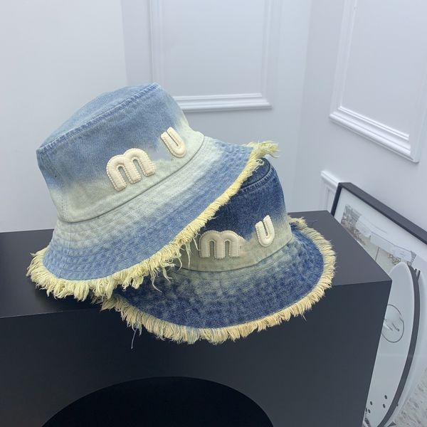 

New retro burlap cowboy fisherman hat men and women with the same luxury fashion designer bucket hat fall and winter hundred with the trend of cowboy hat, Sky blue