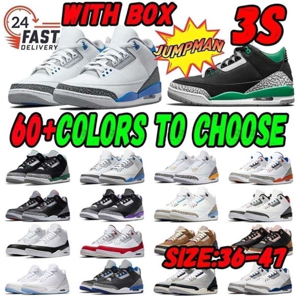 

with Box Jumpman 3 Basketball Shoes 3s Retro Black Cardinal Dark Muslin Racer Pine Cool Fragment Unc Laser Georgetown Trainers 36-47 Size White Red Comfort, 33