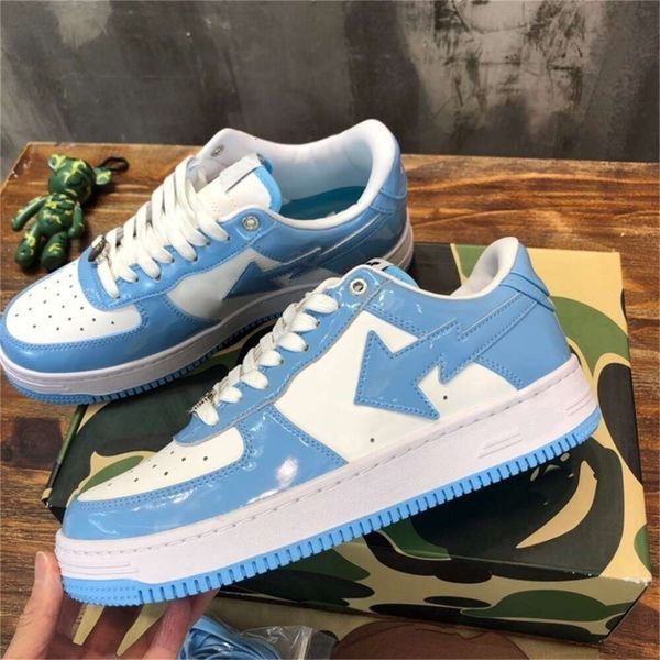 

Top Quality Bapestar Sta Sneaker M1 Designer Shoes Low-top Sneakers Leather Classic Sports Shoe Ape Monkey Shape Medicom Toy Camo Sk8 Size 35-45casual, Light green