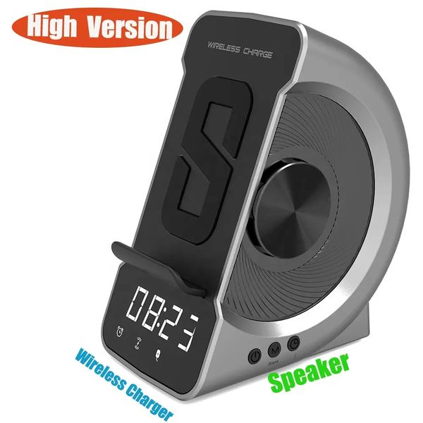 3in1 Alarm Clock Stereo Sound Wireless Speaker Fast With Wireless Charger FM for Bedroom USB Chargers