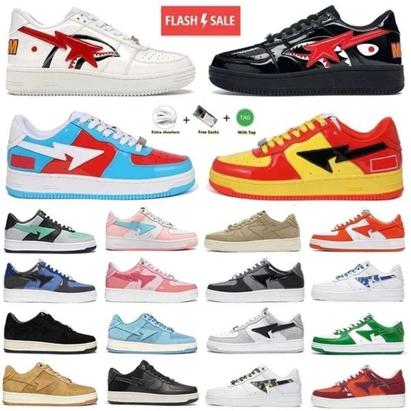 

Designer Sk8 Men Women Shoes Sta Low Sneakers Patent Leather Black White Blue Camouflage Platform Shoe Women Trainers Sports, Red