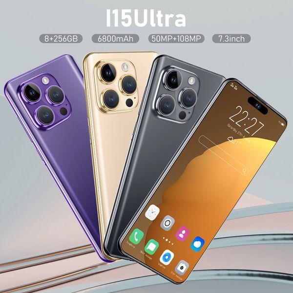 

i15 ultra Mobile Smartphone with Android 13 system dual sim card support 4G 5G real mibile phone 2GB RAM+16GB ROM 7.3 inch large phones