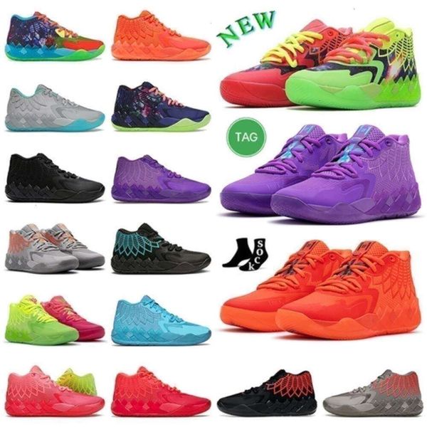 

High Quality Ball Lamelo Shoes Mb.01 Lo Basketball Shoe 1of1 Queen City Rick and Morty Rock Ridge Red Blast Buzz City Galaxy Sky Blue Unc Iridescent, 08