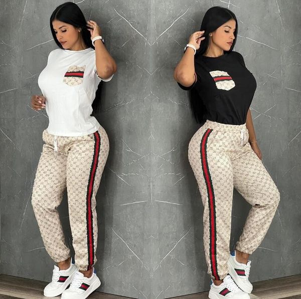 

2024 Tracksuits Spring New Fashion Print Two Piece Designer Brand Women's Set