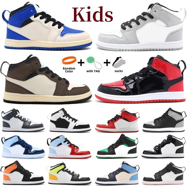 

Kids High basketball shoes Bred Patent Children Preschool shoes dark mocha UNC Shadow Athletic Outdoor Baby sneaker Trainers Toddler Girl Tod Child shoe 24-35, Pink