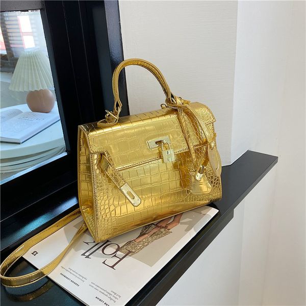 

wholesale women shoulder bag 9 colors niche fashion embossed thick leather handbags simple atmosphere crocodile handbag elegant solid color womens backpack, Red