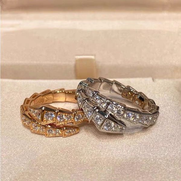 

Snake full of diamonds women's ring luxury fashion designer ring classic personality snake bone design high-grade designer rings for men and women with the same style