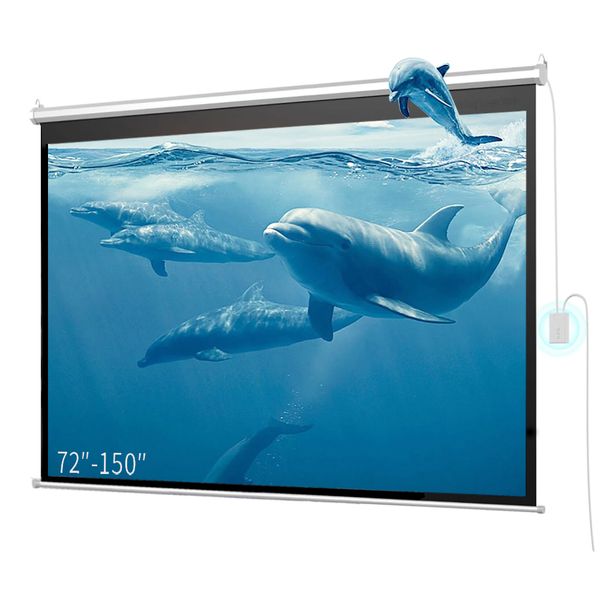 2024 Hot Electric In-Ceiling Matt White Projection Screen Newly Upgraded AI Smart Motorized Ceiling Recessed for All Projectors