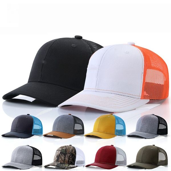 

Trucker Hats Logo Baseball Caps Hip Hop Adjustable Patchwork Snapback Adult Sizesummer Sun Hats Visor, Red